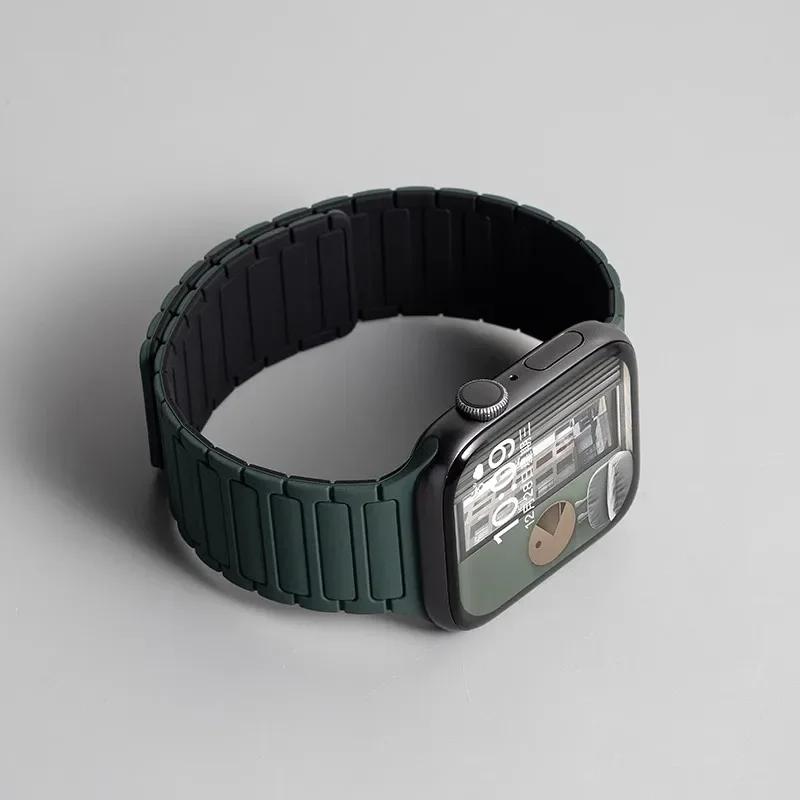 

Silicone Strap for Watch 46mm 42mm 49mm 45mm 41mm 44mm 40mm Magnetic Band for IWatch Ultra 2 Series 11 10 9 8 7 6 SE 5 4 3 S10-42mm 38 40 41mm