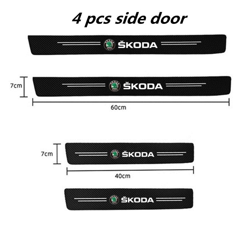 Carbon Fiber Car Door Threshold Sticker Auto Trunk Protective Strip For Skoda Octavia 2 3 Fabia Superb Rapid Kodiaq Karoq