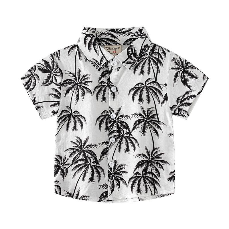 Boys Fashion Casual T Shirt Short Sleeve Vacation Beach Button Down Summer Top for Kids