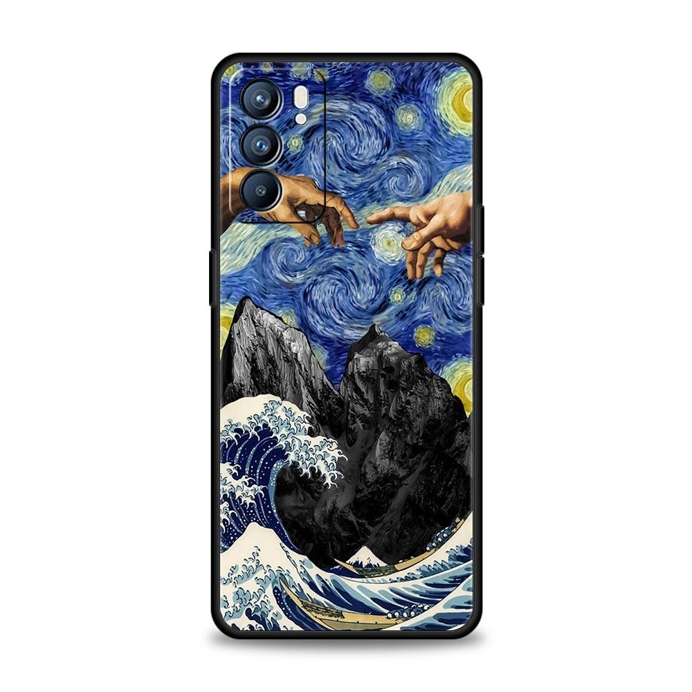 Mona Lisa Van gogh Oil Art Case For Oppo Find X6 X5 A54 A53 A52 A9 A15 A95 A17 A16 A76 A74 A57 Reno7 Reno6 Pro Plus 5G Cover