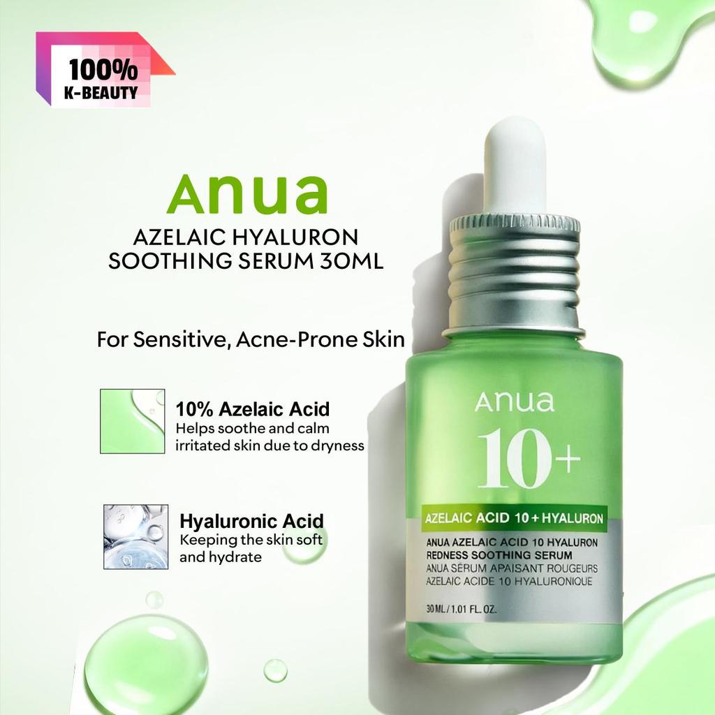 Anua AZELAIC HYALURON SOOTHING SERUM 30ML, Soothing Calming, Hydrating, Improve Texture, Non-Sticky, K-Beauty, Korean Makeup