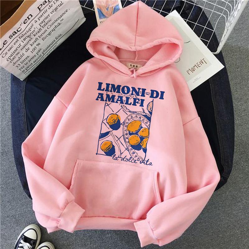 Limoni Di Amalfi Zitronen Grafik Hoodies Damen Herren Neue Trend Kollektion Sweatshirt Mode Schriftzug Pullover Streetwear Kleidung