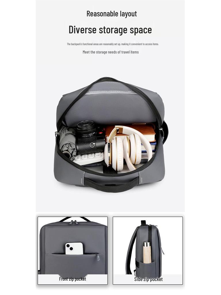 16" Waterproof Leather Business & Travel Backpack - Multifunctional, Large Capacity for Gaming Laptops