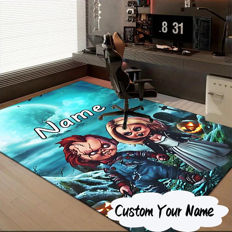 Custom Name Chucky Carpet, Chair Rug,Area Rug for Office Bedroom living rooms bedroom, Doormat decor Christmas fan gifts