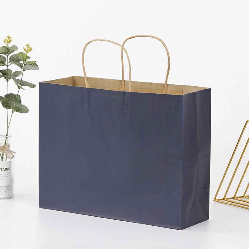 10 PCS/lot Gift Paper Bag with Handles Dark Color Festival Gift Bag Wedding Party Pure Dark Blue Craft Kraft Paper