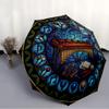 Musical Harmony Glass Pattern Umbrella, Portable and Foldable Design, 8 Ribs, a Casual Accessory for Halloween, Christmas, and Birthday Gifts.
