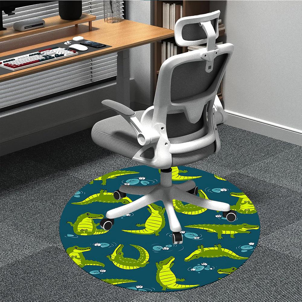 

1PC Alligator Office Round Area Rug, Mat Suitable For Office, Under Office Chairs Bedroom Living Room Home Decor, Room Deco 80cm