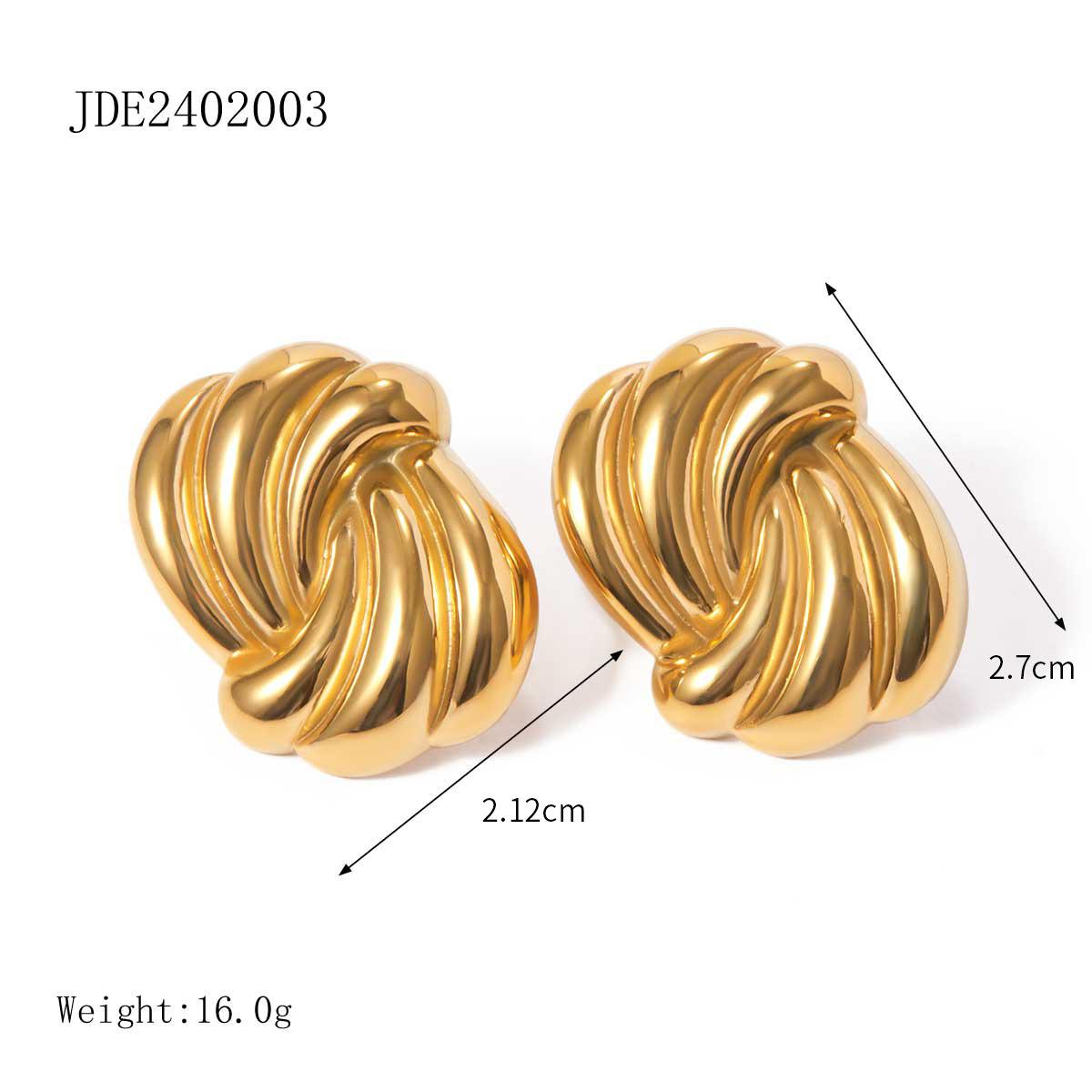 Summer new 18k gold stainless steel wave earrings niche unique temperament wave strip earrings