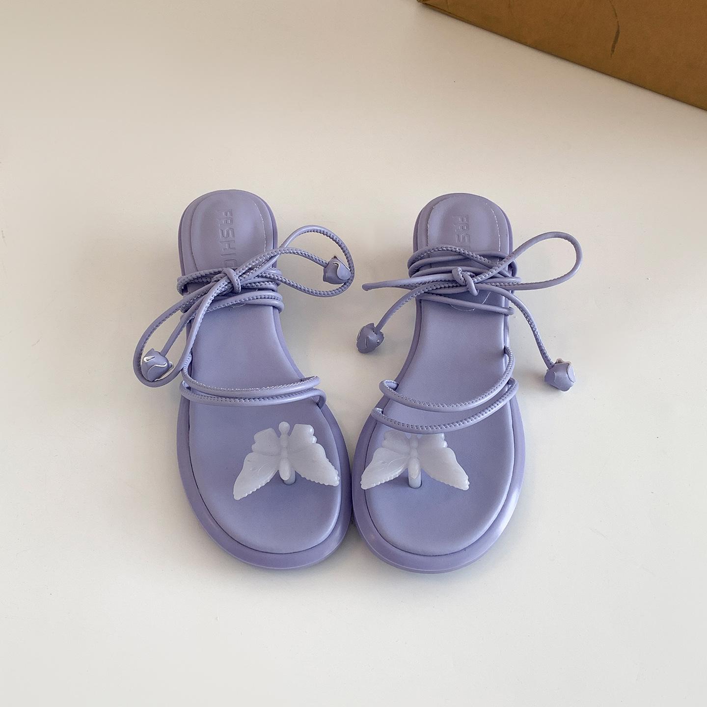 

White fairy wind slope heel heightened strap Roman sandals women s 2025 new summer wear French cool slippers 40 фиолетовый