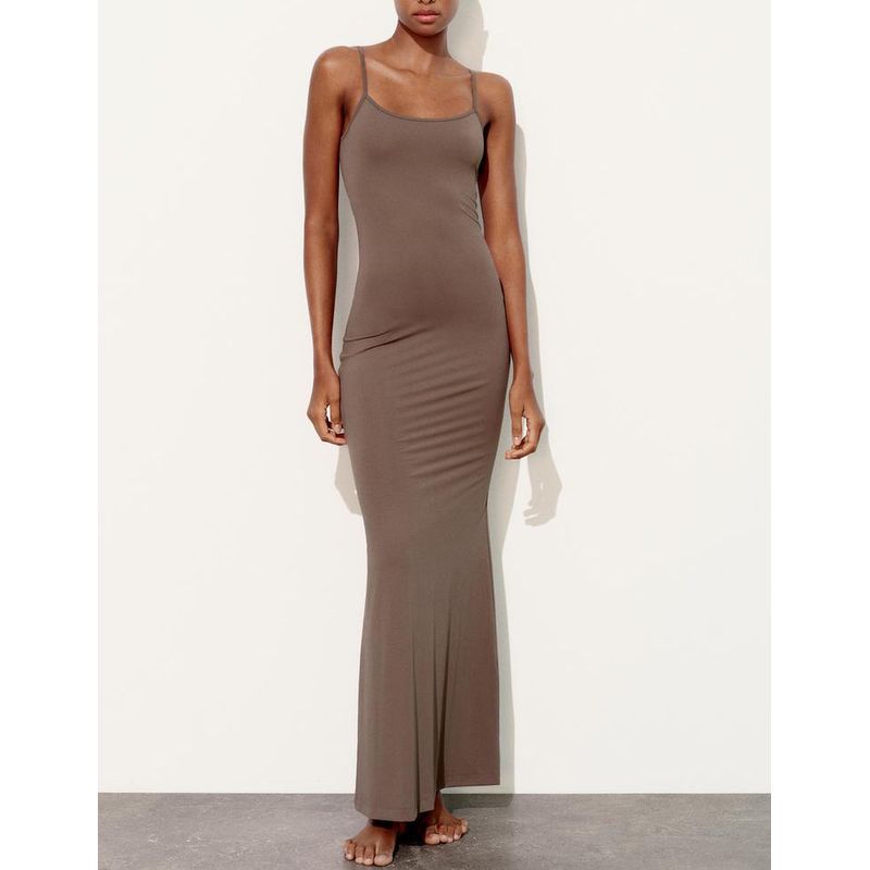 Spring New Sexy Slim Fit Thin Sling Base Skirt Backless Sheath Nylon Length Dress 3641329