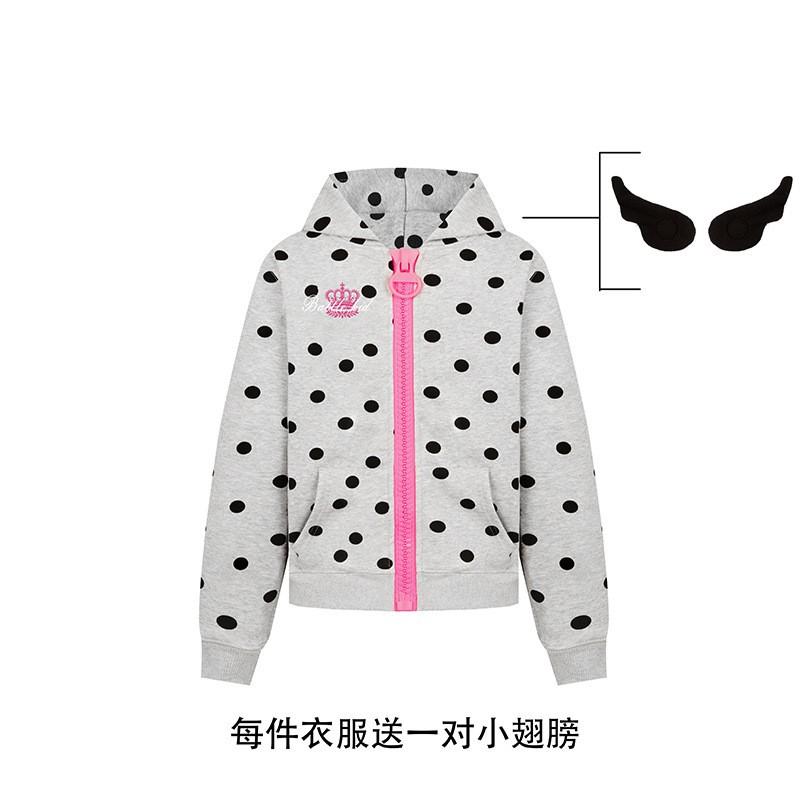 Polka Dot Zip Up Hoodie Women Loose Fit Casual Street Style 2026