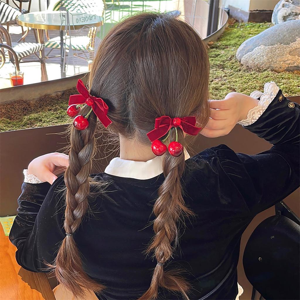 1pc/2pcs Bowknot Shape Hairpin with Small Cherry Harajuku Bowknot Hair Clip for Bangs Hair Ponytail Hairpins for Teen