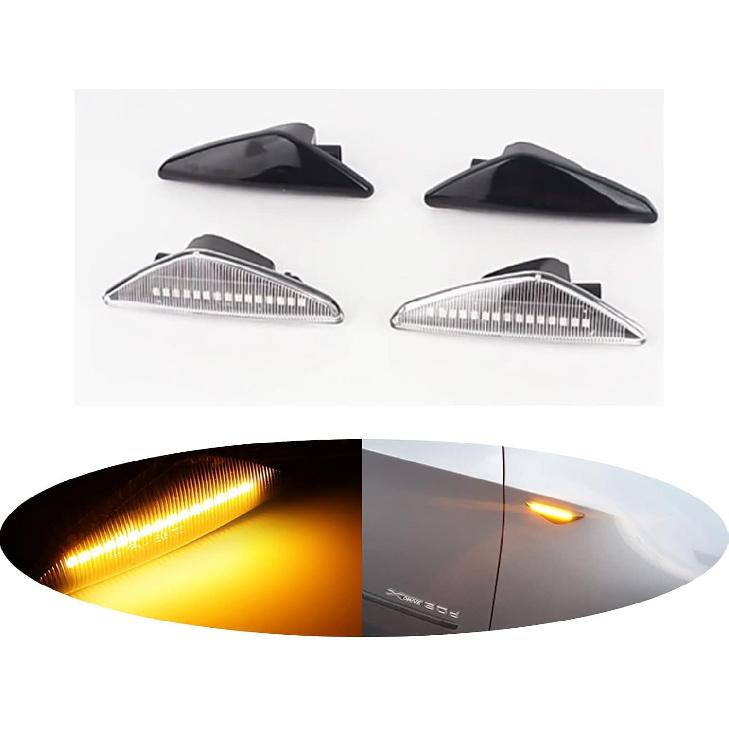 2x Clear Lens Sequential Flash Amber LED Front Fender Side Marker Light | Assembly Compatible with BMW F25 X3 E70 X5 E71 X6 Left Right, Replace OEM