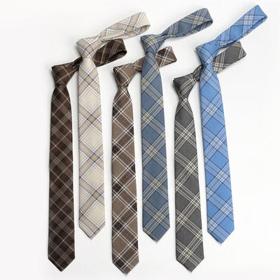 Japanese Dk Tie Men's Jk Uniform Plaid Shirt School Uniform Decoration Female Student College Style Korean Version Retro Hand-made Plaid Tie