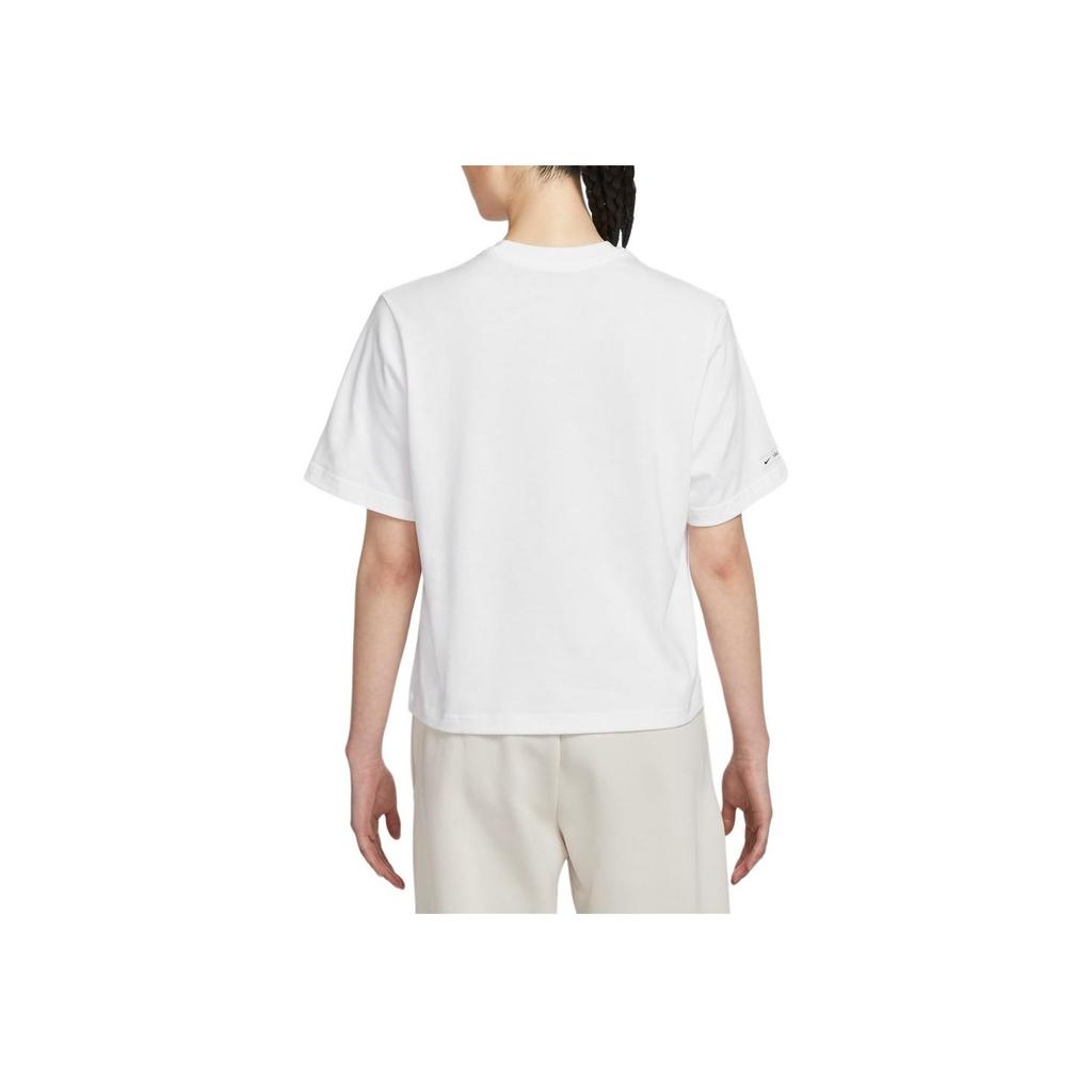 Nike Sportswear Classics Alphanumeric Crew Neck Casual Pullover Short Sleeve T-Shirt Women Tops White FQ6601-101