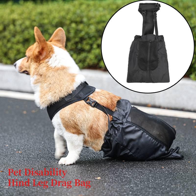 Doglemi Borsa Supporto Zampa Posteriore per Cani Domestici per Cani di Taglia Media e Grande Materiale Poliestere Nero