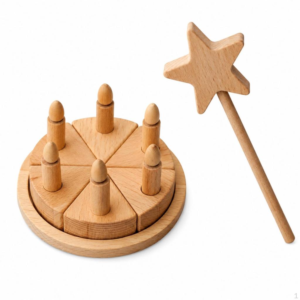 Wooden Birthday Cake Beech Wood Toy Unfinished for Young Children, Kids, Playroom,