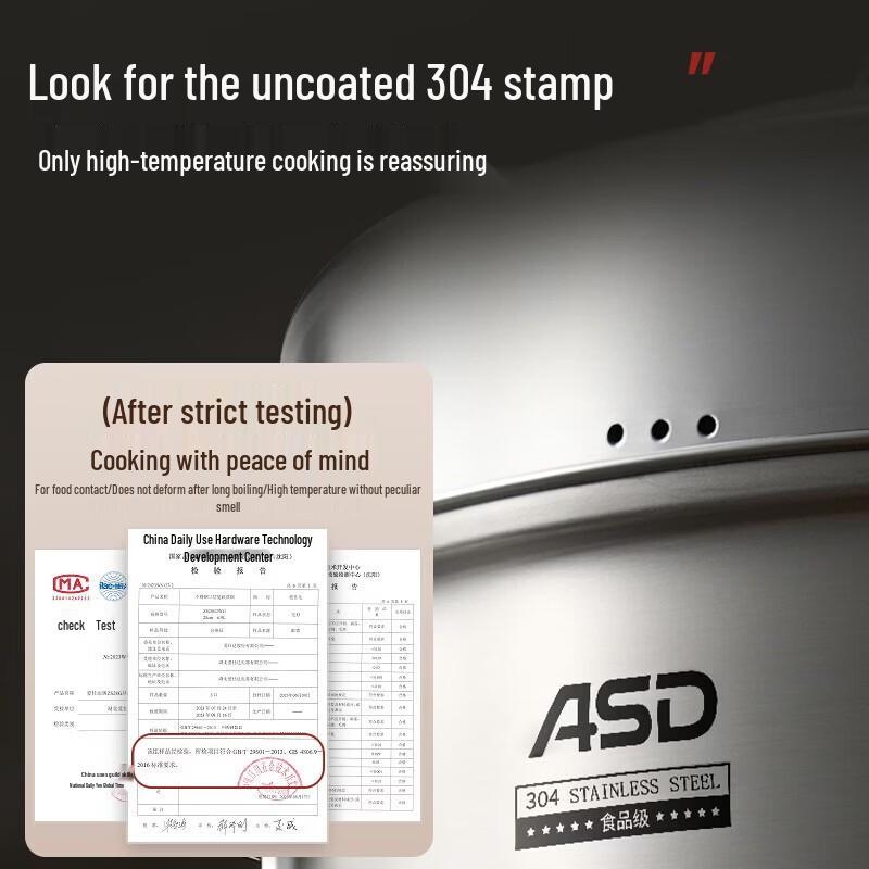 ASD 3-Layer 304 Stainless Steel Steamer & Soup Pot