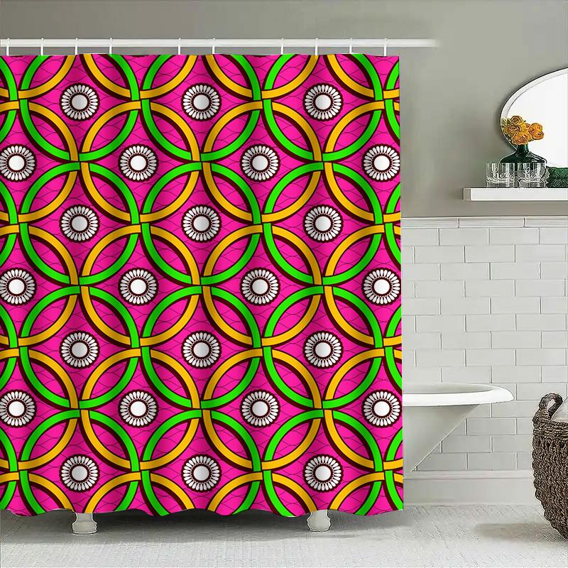 Vibrant Pink Green Yellow Waterproof Shower Curtain Decorative Bathroom Decor Bath Mat Rug Set Modern Home Decorations Customiza