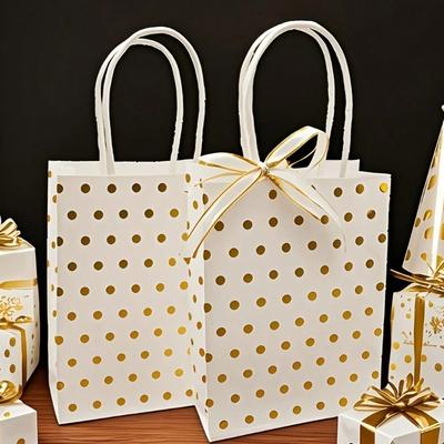 6pcs Polka Dot Gift Bags with Handles, Paper Gift Packaging Wedding Party Supplies (5.9 * 4.3 * 2.36 Inches)Souvenir Bags
