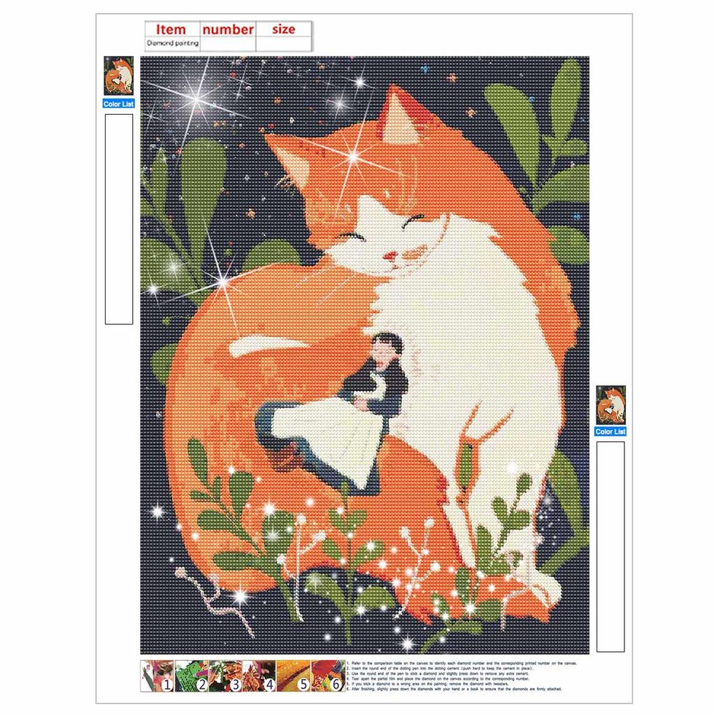 DIY 5D Diamond Art Kit Cute Giant Orange Cat Hugging Little Girl Sparkling Rhinestone Canvas for Bedroom and Living Room Decor