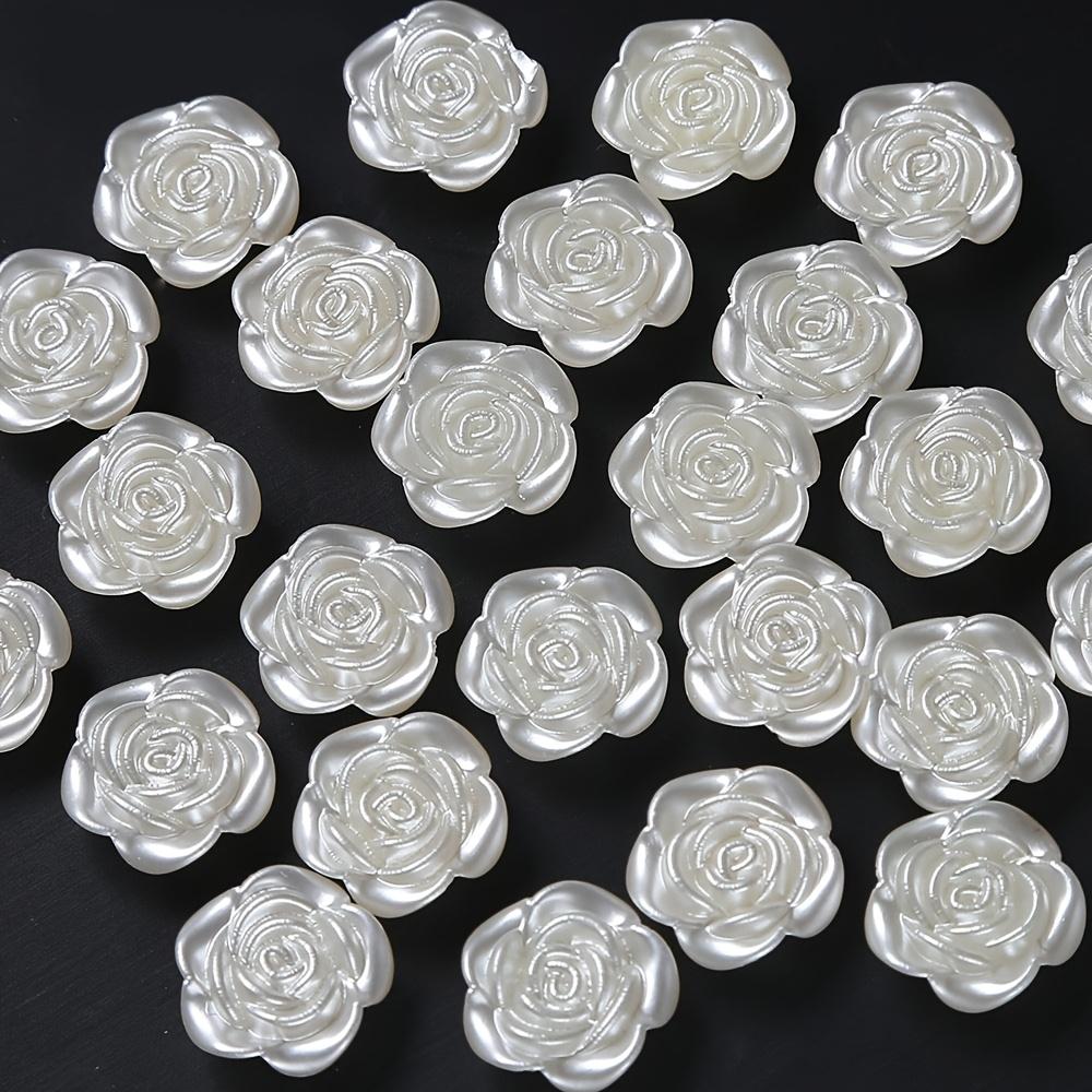 20 pezzi 16mm Perle Rosa Fiore Camelia Bianco 3D Bottoni da Cucito per Realizzare Orecchini Fai da Te Collana Braccialetto Vestito Fermacapelli ZSY