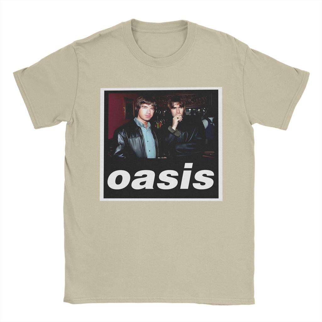 Novelty O-Oasis Rock Band Tshirts Men's O-neck Short Sleeve Tops Shirts  100%Cotton Summer Tops