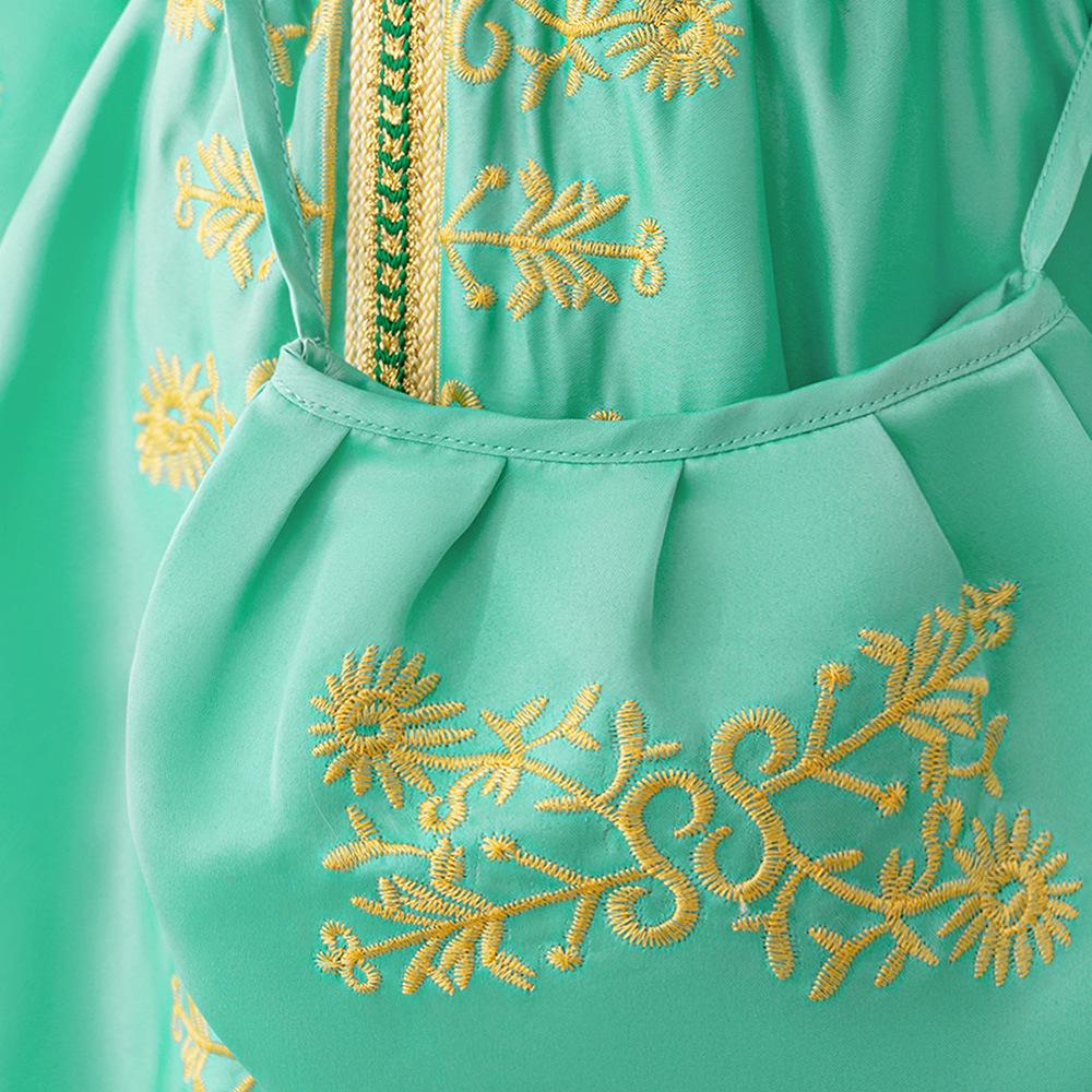Children's Formal Embroidery Dress with Waist-Cinching Bow