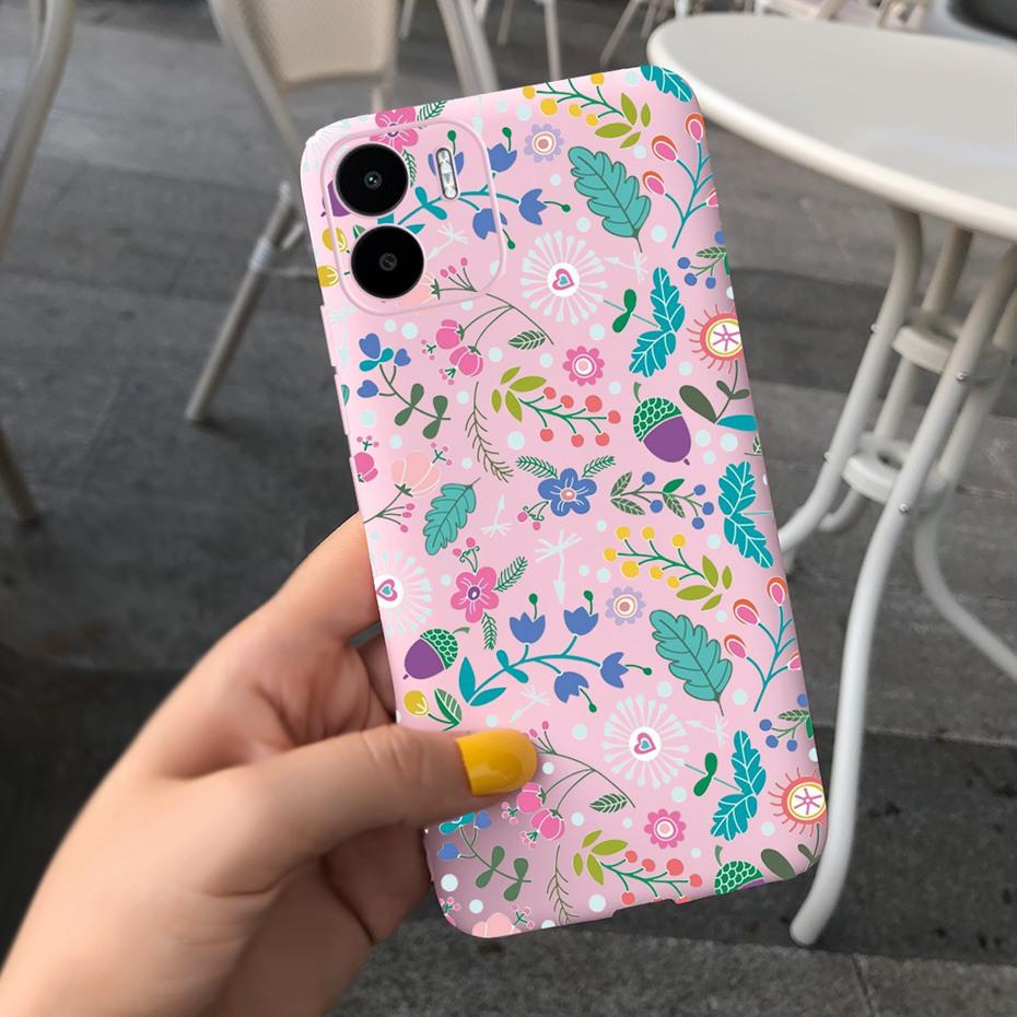 For Xiaomi Redmi A1 Case Redmi A1 Plus Beautiful Girl Flower Phone Case For RedmiA1 A 1 A1+ Candy Color Soft Silcone Back Cover