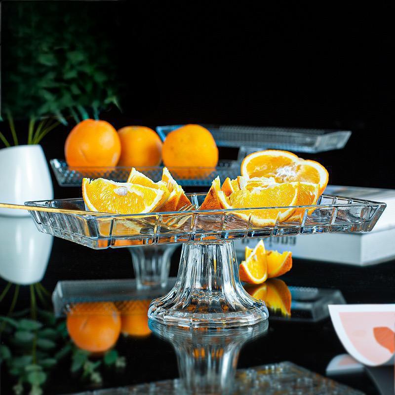 Nordic Embossed Glass Pedestal Cake & Dessert Plate