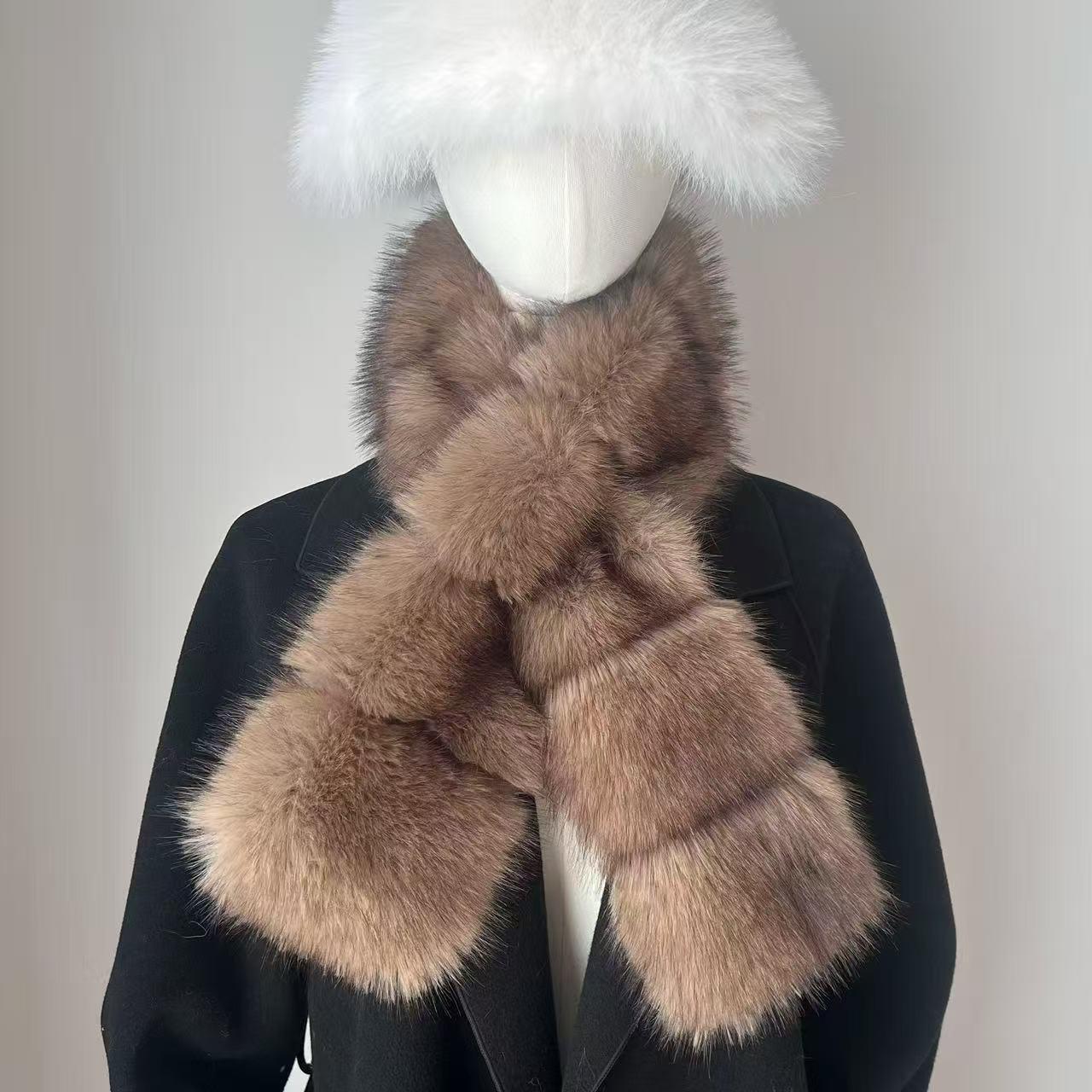 

Korean Style Double-Sided Faux Mink Fur Scarf – Thick, Warm, and Versatile 100 cm світло-коричневого кольору