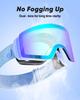 Odoland Photochrome Schneebrille mit Spiegel OTG Brille UV400 Automatisch Stoßfest Erwachsenengröße Farbwechselnde Gläser, Beschlagschutz, Kompatibel, Schutz,
