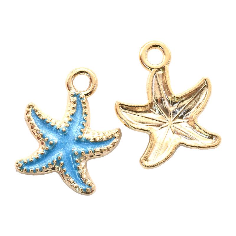 Multicolor Starfish & Seashell Conch Pendant — Marine Life DIY Alloy Jewelry Accessory