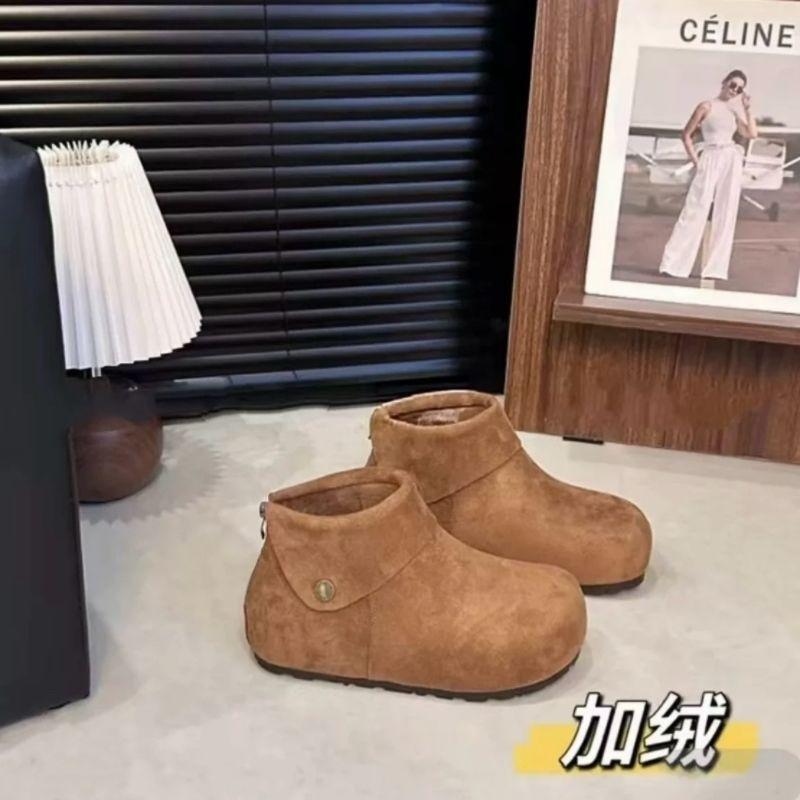 Vintage Snow Boots Comfortable Birkenstock Fleece Short Boots Women s Frosted Leather 35