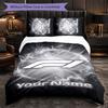 F1 Individuelles Namens-Text-Bettwäscheset, 1 Bettbezug & 2 Kissenbezüge Personalisierte Schlafzimmer-Geschenk