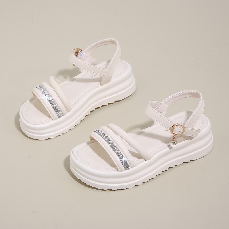 Female Sandal 2024 Women's Beach Shoes Increasing Height Girls New Comfort  Low Beige Sports Bow Summer Casual Scandals