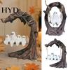 Handmade Resin Ghost Statue On Tree Swing Halloween Decor, Spooky Figurine with Vintage Detailed Sculpture for Office Base, Festive Party Tabletop