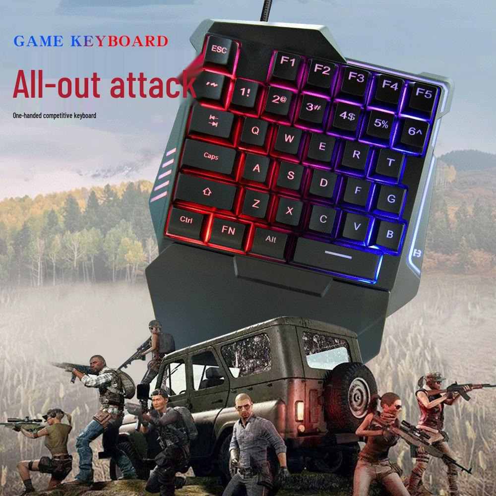 G7 One-Handed Mechanical Gaming Keyboard with Color Backlight for PUBG Esports