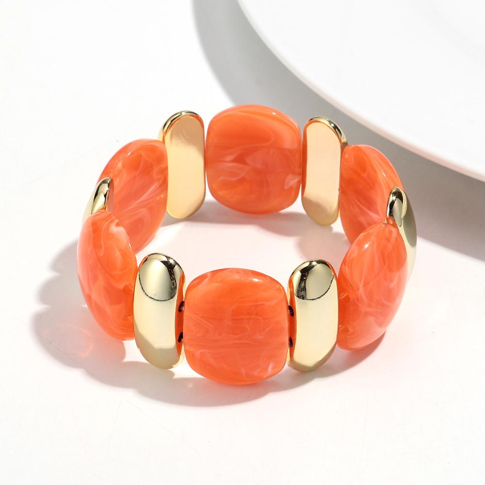 Bohomia Irregular Acrylic Oval Elastic Beaded Strand Bracelets for Women Vintage Leisure Bracelet Fashion Jewelry Gifts
