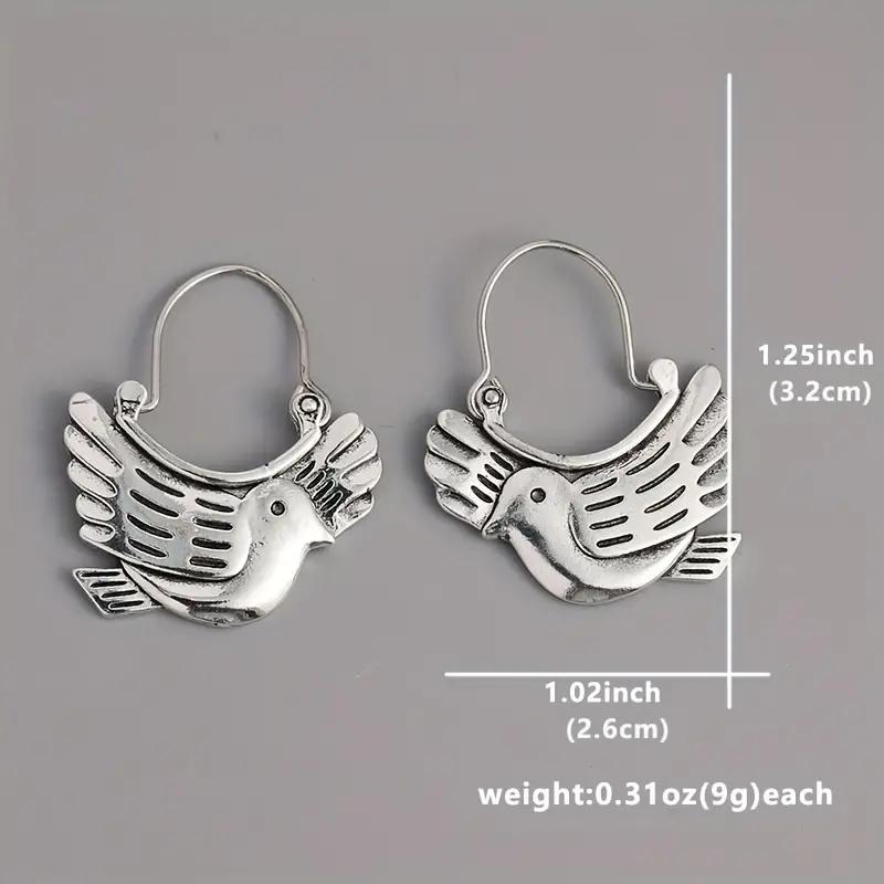 Ohrringe im Ethno-Stil für Frauen Vogel Tier Kupferfarbe Schweres Metall Eingelegt Hängeohrringe Schmuck Trendy Weibliches Geschenk
