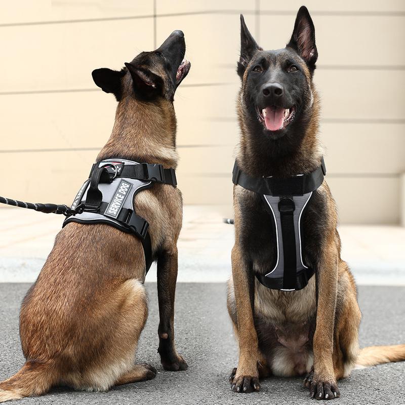 Oxford Working Dog Harness Reflective Medium Large Dog Vest Harness with 5 PCS Patches WD Harness Pet Dog Accessories