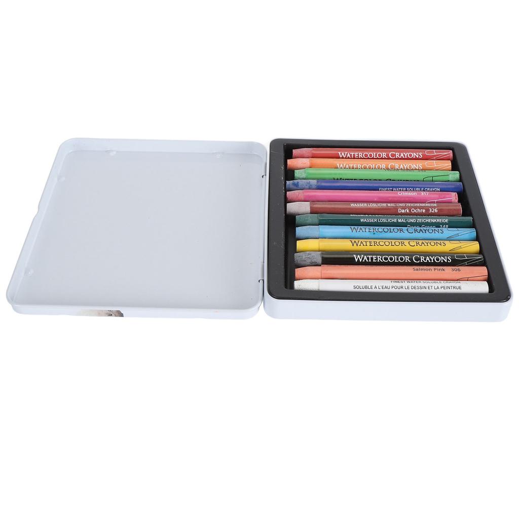 Art Watercolor Crayon Set Portable Professional Silky Watercolor Crayon Sticks for Papers 12 Colors