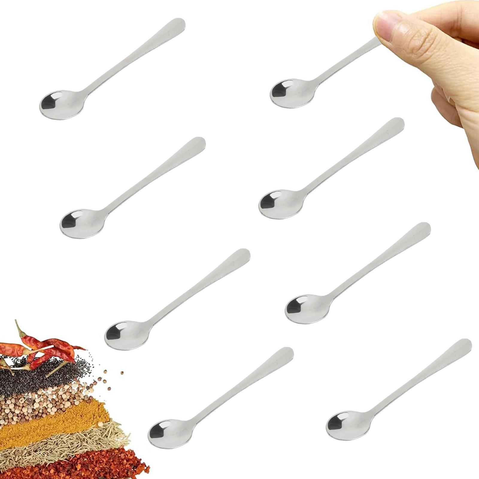 

8 PCS Tiny Spoons for Spices and Condiments in Elegant Stainless Steel серебряный