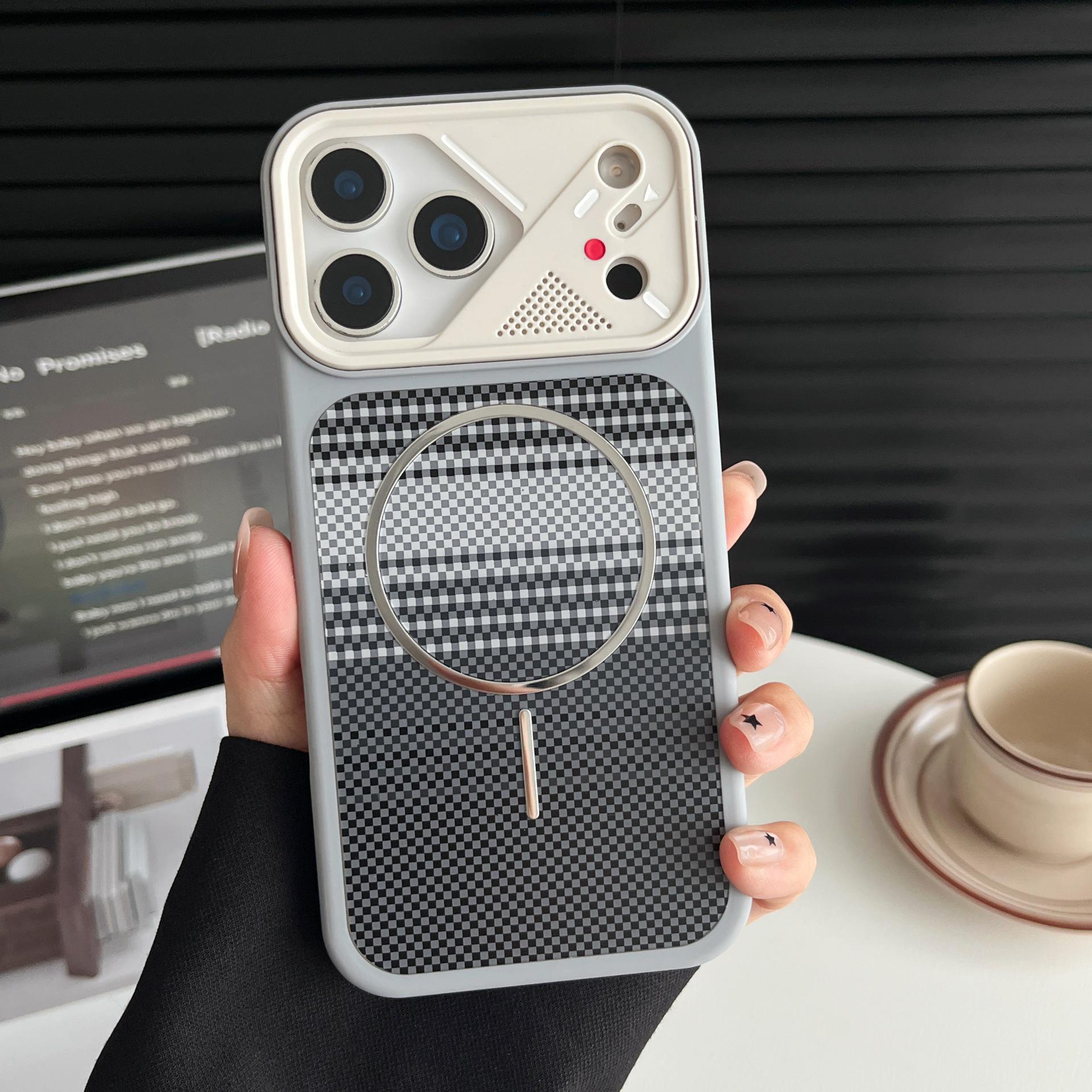 

Apple 17 Pro Max Carbon Fiber Magnetic Case for iPhone 16 with Mecha Lens and Drop Protection. iPhone 12 Pro Max