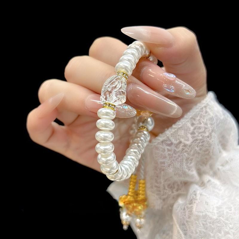 "Moonfall" imitation pearl fringed bracelet, new Chinese Zen bracelet, exquisite elegance, classical temperament, light luxury jewelry.