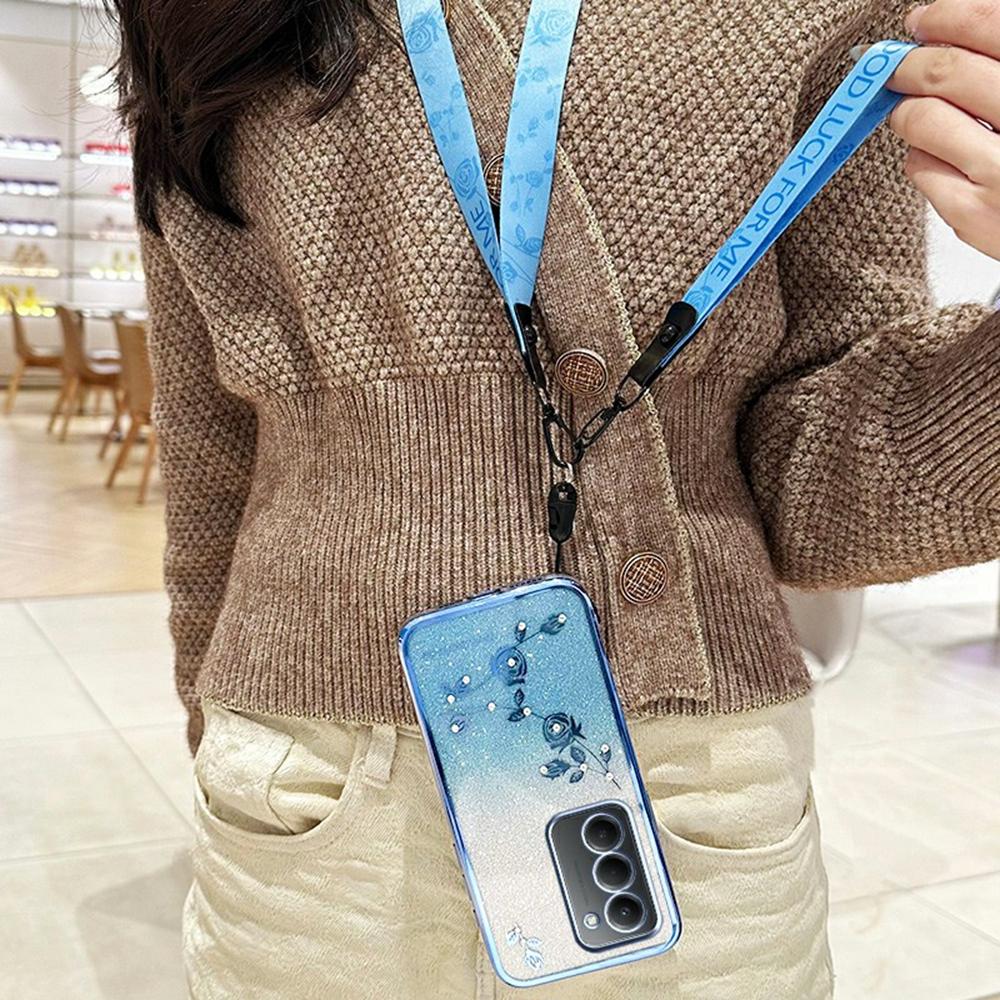 For Xiaomi Redmi 15 4G (EU) (171mm) Case Flower Pattern TPU Gradient Phone Cover with Lanyards