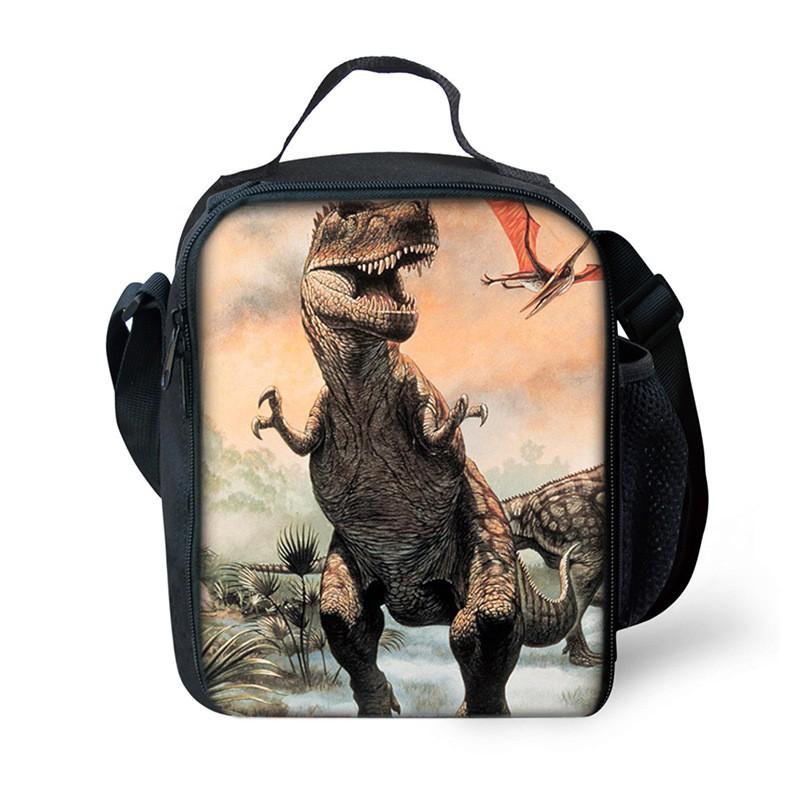 Dinosaur Print DIY Lunch Bag Office Workers School Kids - PVC Insulated Shoulder Cooler