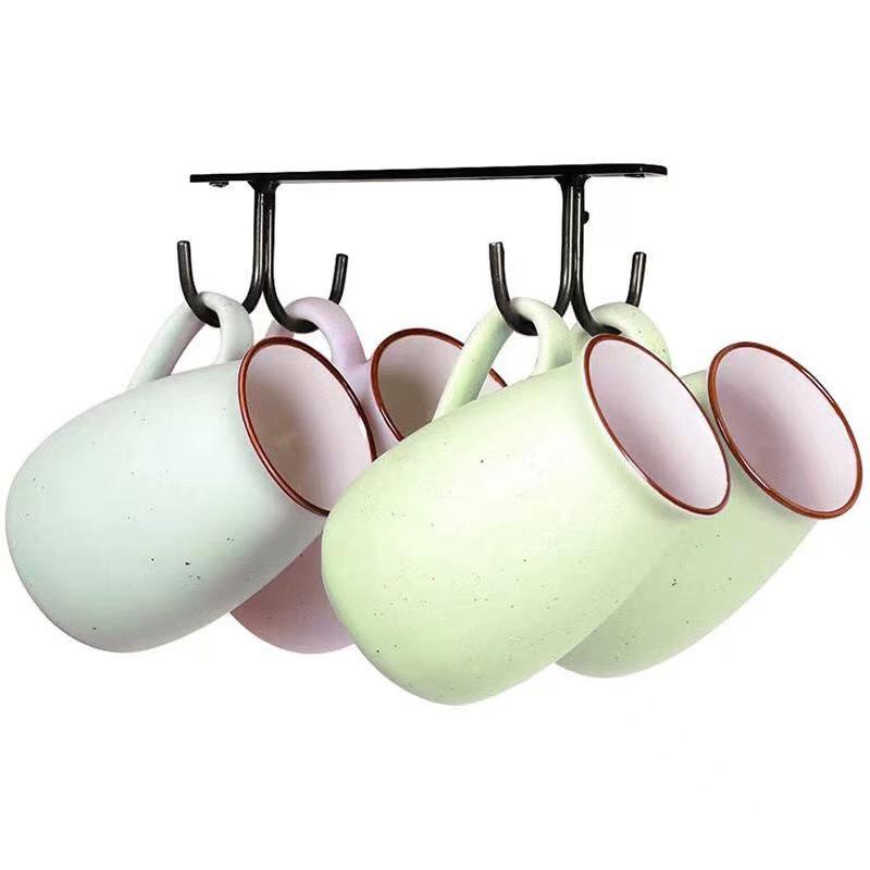 Kitchen Cup Holder Mug Rack Under Cabinet 4 Hooks Under Shelf Display Hanging Drying For Bar Kitchen Utensils Household