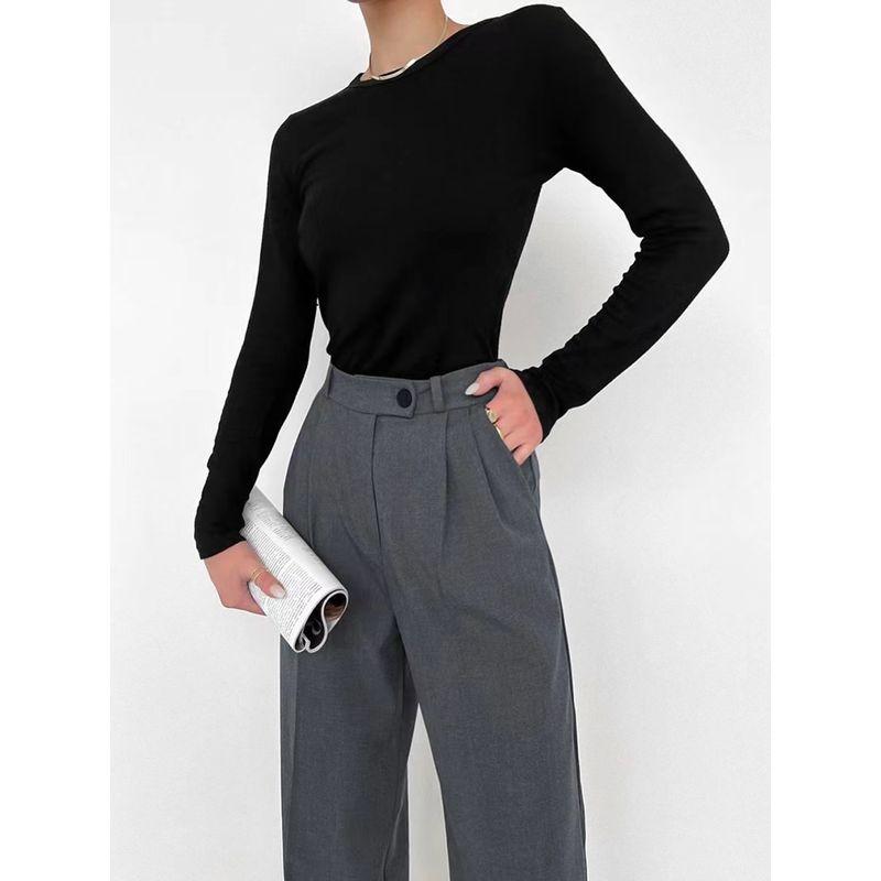 Fashion New Arrival Fall Fashion Casual Suit Pants High Waist Straight Pants High Waisted Casual Pants