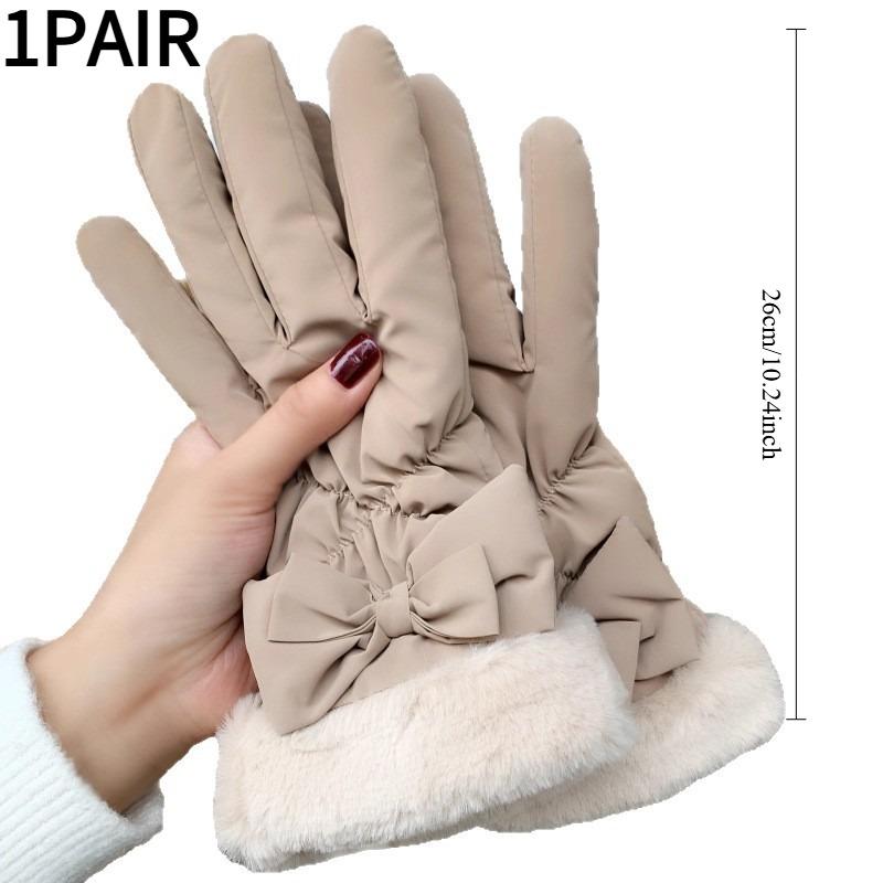 1PAIR Winter Gloves Women's Thickened Fleece Cycling Cold-proof Waterproof Touchscreen Cycling Electric Vehicle Warm Ski Cotton Gloves